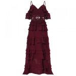Burgundy Ruffle Maxi Dress