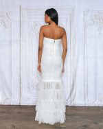 Λευκό Bandeau Γοργονέ Μάξι Φόρεμα - Image 6