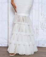 Λευκό Bandeau Γοργονέ Μάξι Φόρεμα - Image 7