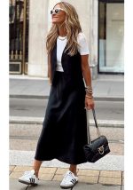 Black Satin Midi skirt - Image 3