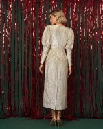 Χρυσό μακρυμάνικο φόρεμα - Image 2