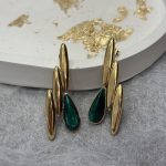 Gold Earrings with green detail