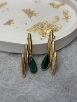 Gold Earrings with green detail