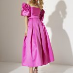 Pleated Long Dress-Bright Pink Allure Evening