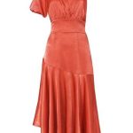 Baked rose dress with one shoulder