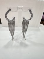 Ασημί μακριά σκουλαρίκια - Image 2