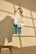 Βαπτιστικό σύνολο αγόρι ταμπά με πετρόλ λινό ύφασμα - Image 2