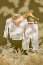 Βαπτιστικό σύνολο ολόλευκο λινό - Image 2