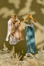 Βαπτιστικό σύνολο αγόρι με πετρόλ λινό ύφασμα και μπεζ γιλέκο - Image 3