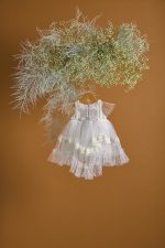 Βαπτιστικό φόρεμα λευκό με πουά ψιλό φλόκο - Image 3