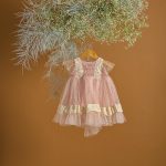 Βαπτιστικό φόρεμα σάπιο μήλο με πουά ψιλό φλόκο