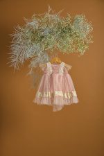 Βαπτιστικό φόρεμα σάπιο μήλο με πουά ψιλό φλόκο