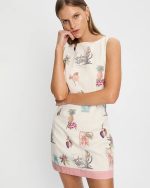 White printed mini dress