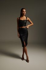 Φούστα Δερμάτινη Με Σκίσιμο Εμπρός - Image 2