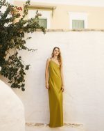 TWINS ΣΑΤΕΝ OLIVE MAXI DRESS - Image 4